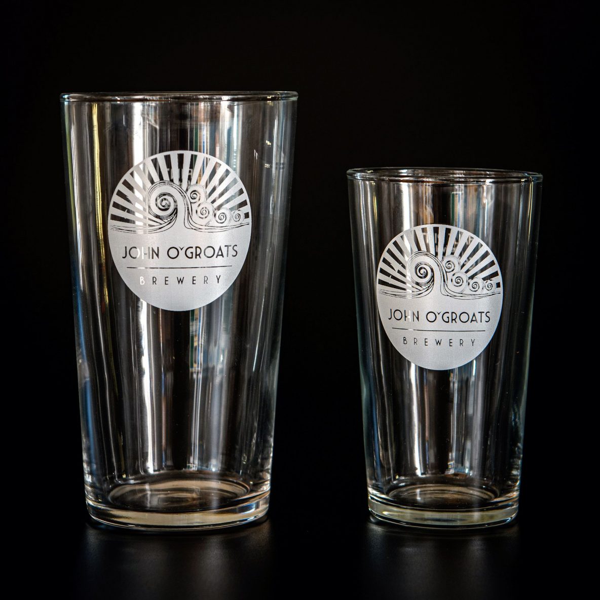 Straight sided halfpint glass John O' Groats Brewery